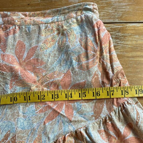 Roxy Face To Love Floral Asymmetrical Tiered Orange Viscose Mini Skirt Size S - Picture 9 of 9